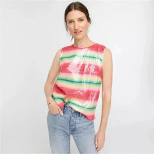 J. Crew Multicolor Striped Sequin Sleeveless Top